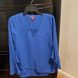 Vince Camuto Royal Blue V-Neck Blouse